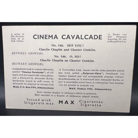 1940 A & M Wix Cinema Cavalcade Charlie Chaplin Cigarette Card Chester Conklin - Picture 2 of 3